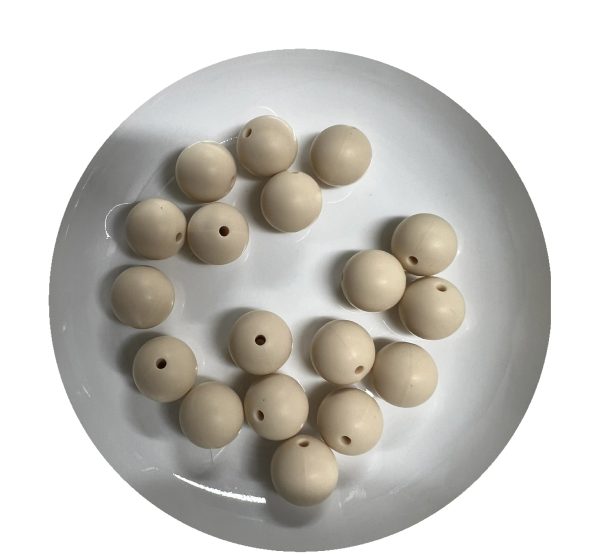 15mm Beige Round Beads - 10pk