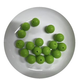 15mm Lime Green Round Beads - 10pk