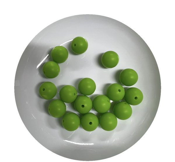 15mm Lime Green Round Beads - 10pk