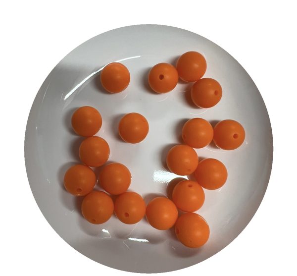 15mm Orange Round Bead - 10pk