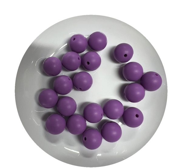 15mm Purple Round Beads - 10pk