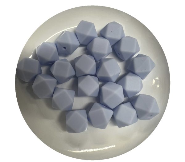 14mm Baby Blue Hexagon beads - 5pk