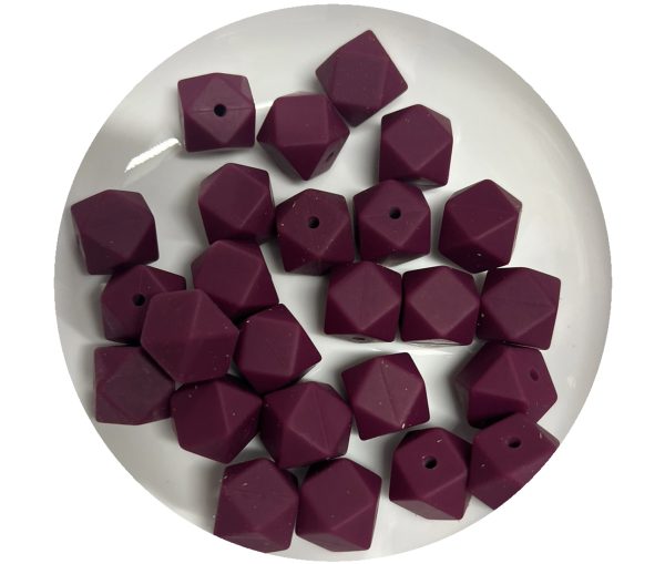 14mm Burgundy Hexagon Beads - 5pk