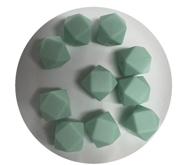 14mm Pastel Green Hexagon Beads - 5pk