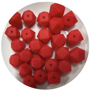 14mm Red Hexagon Beads - 5pk