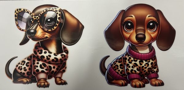 Single Leopard Print Glasses Dachshund